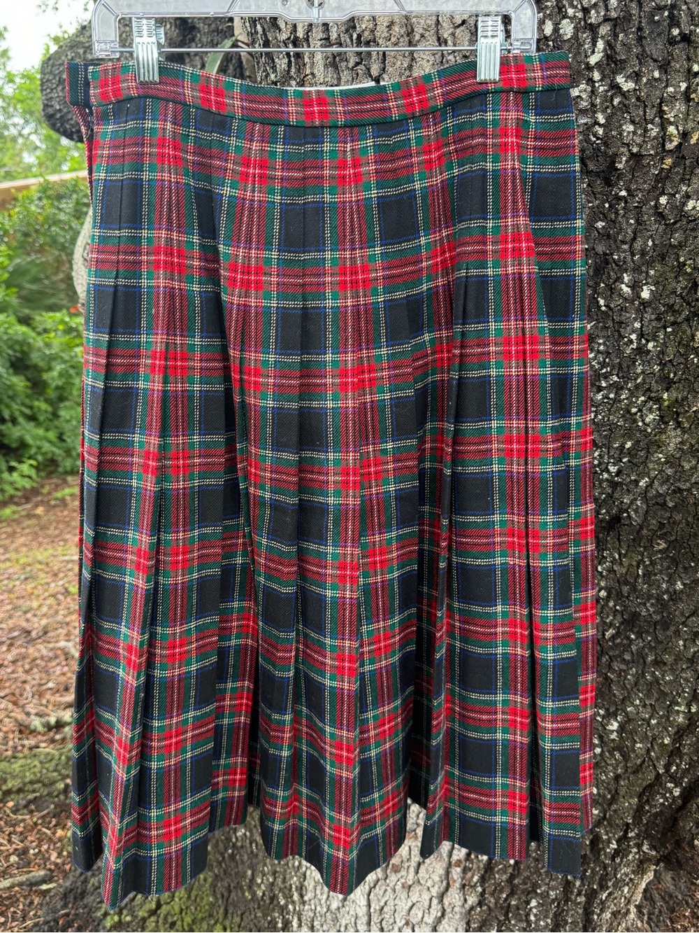 Vintage 70s Pendleton Pleated Skirt.Red,Black,Blue,Green Tartan Plaid.Size 14